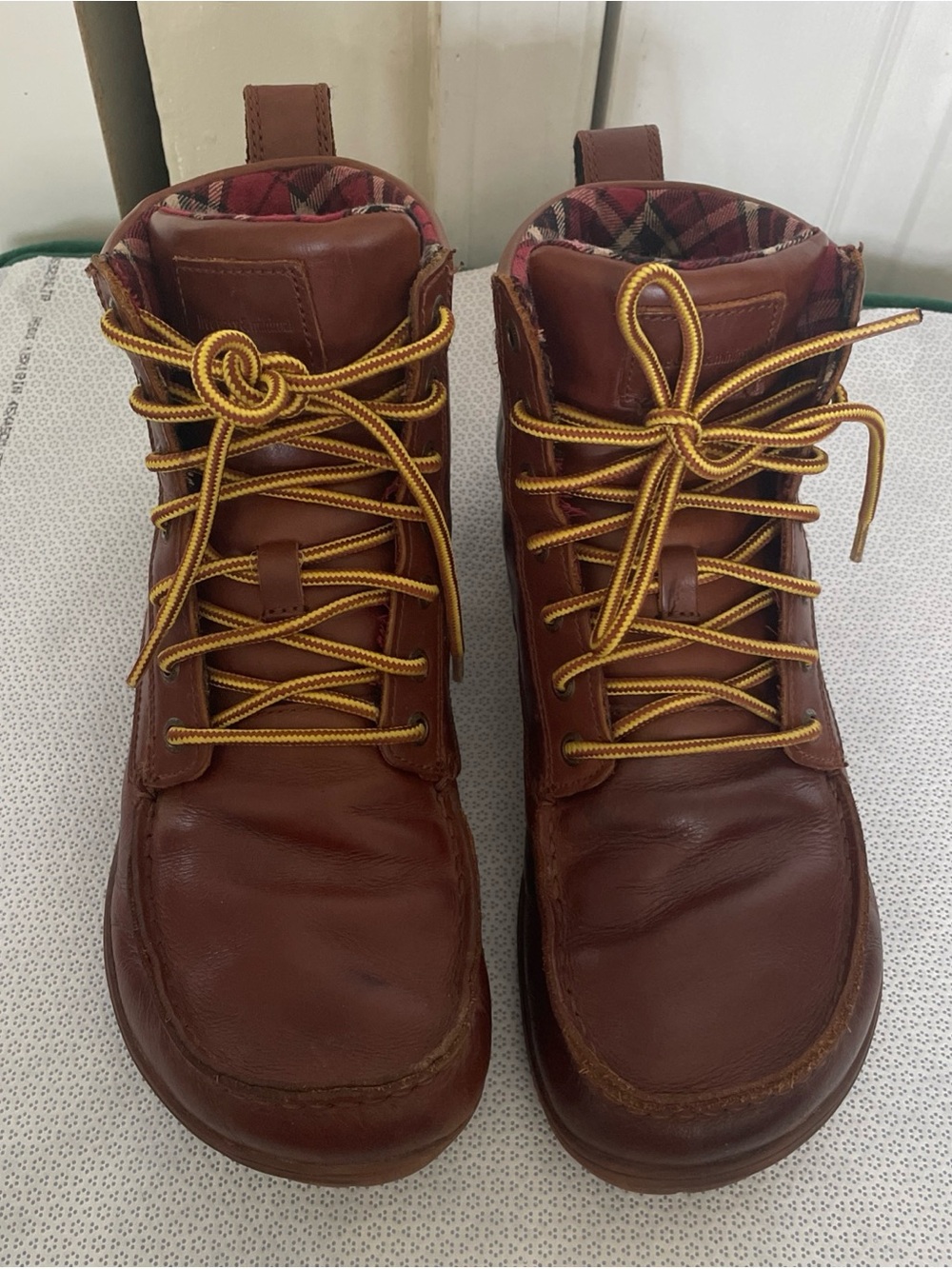 Men's Brown Leather Lace-Up Ankle Boots with Yellow Contrast Laces